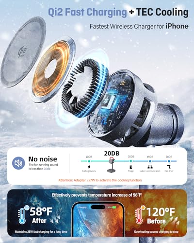 25W Qi2.2-Certified Wireless Charging Stand TEC Cooling High-Grade Alloy