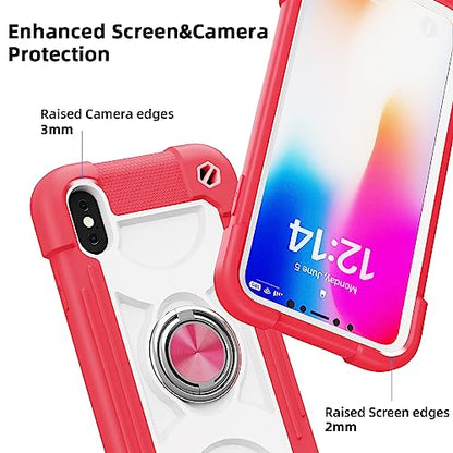 MARKILL Compatible with iPhone X/iPhone Xs Case 5.8 Inch with Ring Stand, Heavy-Duty Military Grade Shockproof Phone Cover for iPhone X/XS. Hot Pink - color: Hot Pink, size: iPhone X/iPhone XS 5.8"