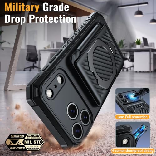 for iPhone 18 Pro Wallet Case With 4-5 Card Holder, 360° Stand - color: Black, size: iPhone 18 Pro