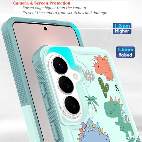 for Samsung Galaxy S26 5G Case: Cute Flowers Floral Design for Girls Women Slim Soft TPU Bumper Shockproof Dinosaur Silicone Cell Phone Cover (Funny Dino) - color: Funny Dino