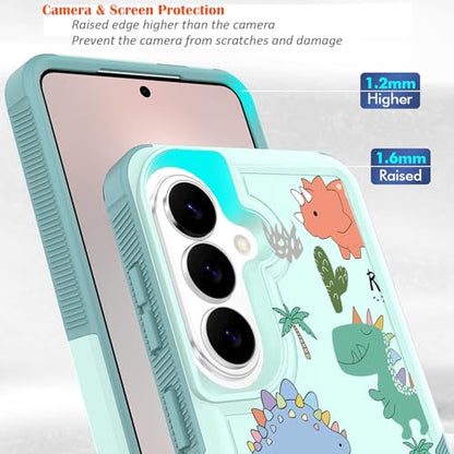 for Samsung Galaxy S26 5G Case: Cute Flowers Floral Design for Girls Women Slim Soft TPU Bumper Shockproof Dinosaur Silicone Cell Phone Cover (Funny Dino) - color: Funny Dino