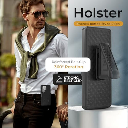 MOTIVE for Samsung Galaxy s25 Ultra Case with Belt Clip, Kickstand | 6.9" | Ranger v1 Series, Black, 360° holster, open-top/bottom port access, grip, slim - size: s25 Ultra