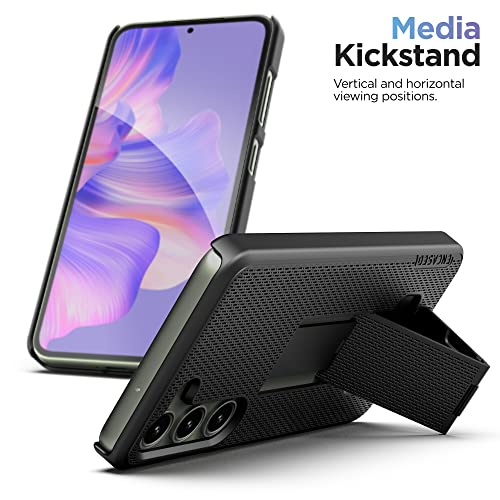 Encased DuraClip Designed for Samsung Galaxy S23 Belt Clip Case with Phone Holster and Kickstand (Matte Black) - size: S23
