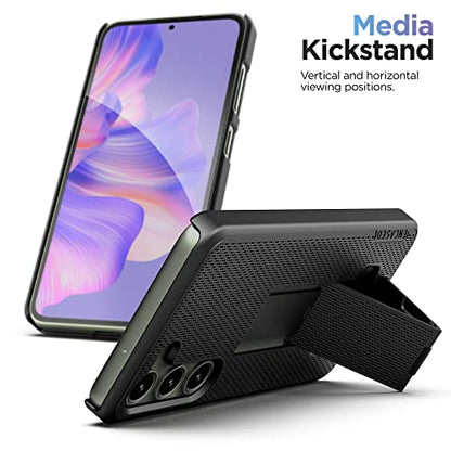 Encased DuraClip Designed for Samsung Galaxy S23 Belt Clip Case with Phone Holster and Kickstand (Matte Black) - size: S23
