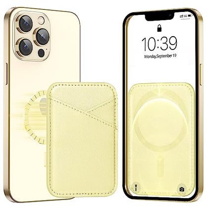 Miroddi for MagSafe Wallet, Ultra-Thin Magnetic Wallet with 2 Card Slots | RFID Blocking, No More Falling, Strongest Magnetic Card Holder for iPhone 17/16/15/14/13/12 Series & Pixel 10, Lemon Yellow - color: Yellow