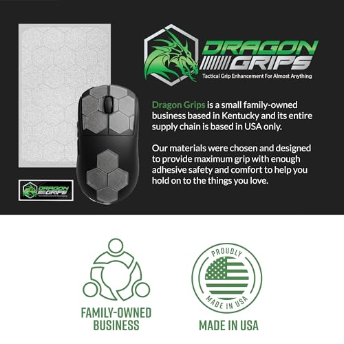 Dragon Grips Clear Rubber Grip Tape - 25 Precut 1" Hex Griptape Stickers (Pack of 2), Non-Slip Adhesive for Cell Phones, Controllers, Guns, and Mouse Grip Tape, Rubberized Durable Texture, Made in USA - color: Clear, size: 1" - 25pc 2 pack