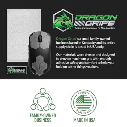 Dragon Grips Clear Rubber Grip Tape - 25 Precut 1" Hex Griptape Stickers (Pack of 1), Non-Slip Adhesive for Cell Phones, Controllers, Guns, and Mouse Grip Tape, Rubberized Durable Texture, Made in USA - color: Clear, size: 1" - 25pc 1 pack