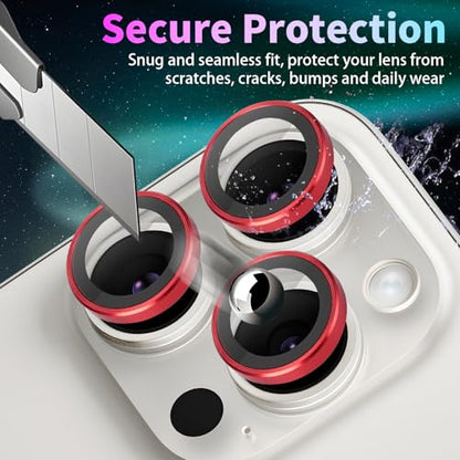 Camera Lens Protector for iPhone 15 Pro/15 Pro Max, Red - color: Red