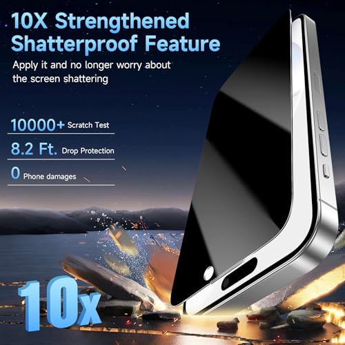 3 Pack Privacy Screen Protector Compatible for iPhone 16 Pro Max - size: 16 Pro Max