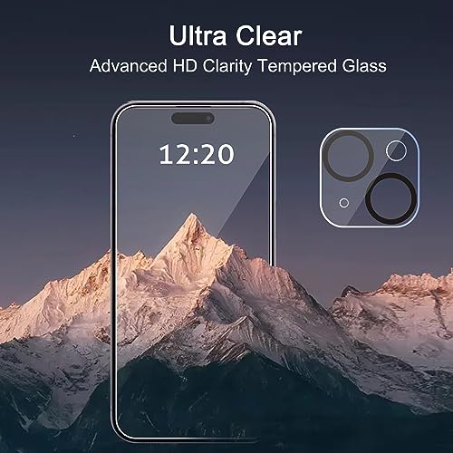 Ailun Screen Protector + Camera Lens Protector for iPhone 15, 3+3 Pack