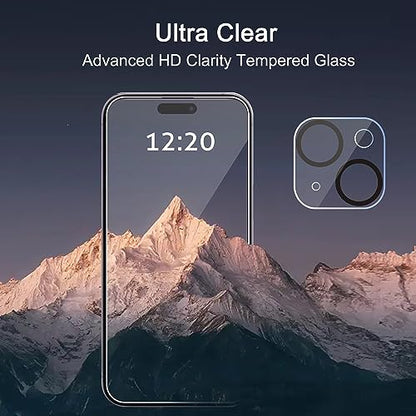 Ailun Screen Protector + Camera Lens Protector for iPhone 15, 3+3 Pack