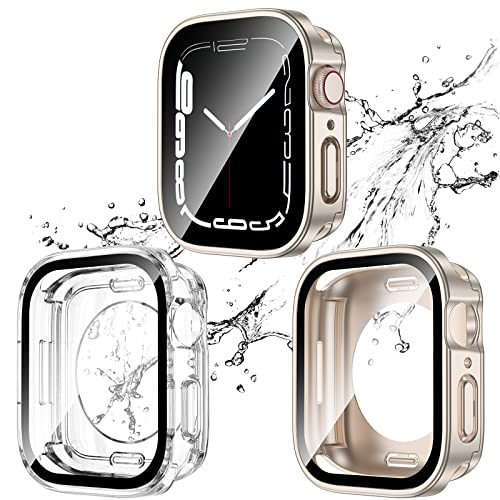 2-Pack Waterproof Case for 40mm Apple Watch SE 3/2/1 Series 6/5/4 - color: Starlight/Clear, size: 40mm(SE3/SE2/SE/6/5/4)