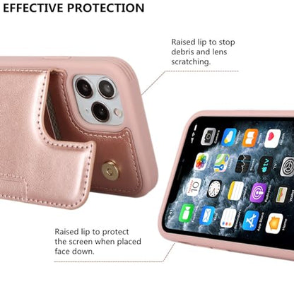 iCoverCase Compatible with iPhone 11 Pro Phone Case with Card Holder, Wallet Case for Women Men RFID Blocking PU Leather Protective Case 5.8 Inch (Rose Gold) - color: Rose Gold