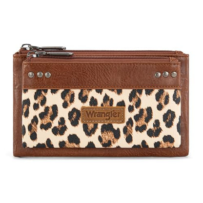 Montana West X Wrangler Brown Wallet Women Double Zipper Pocket Wallet with Rfid Blocking Large Phone Western Women's Wallets Card Cases & Money Organizers - color: Brown