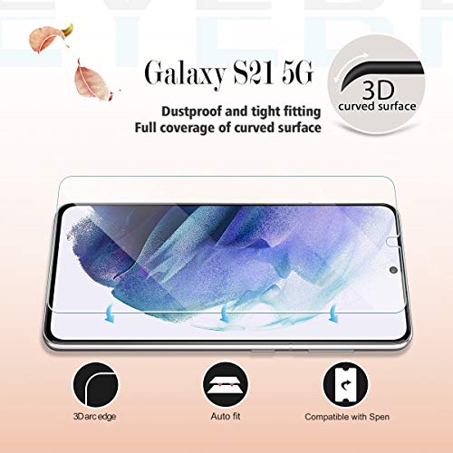 Galaxy S21 HD Clear Tempered Glass Screen Protector + Camera Lens Protectors, [2+2 Pack] [3D Glass] [Fingerprint Support] Screen Protector Glass For Samsung Galaxy S21 - size: Galaxy S21