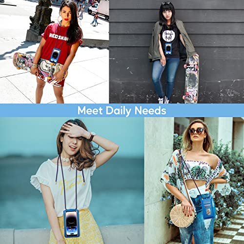 Small Crossbody Bag Cell Phone Purse for Women Men Leather Mini Shoulder Bag Wallet Case with Card Holder Slot Necklace Lanyard for All Phones iPhone Samsung Google up to 7.3" Blue - color: Blue