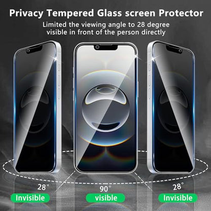 3+3 Pack Privacy Screen Protector Designed for iPhone 16e / 17e With 3 Pack Camera Lens Protector,Full Coverage Anti-Spy Tempered Glass Film,9H Hardness,Bubble Free,Easy to Install - color: iPhone 16e / 17e FK33