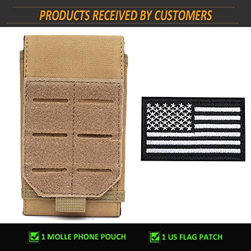 Tactical Phone Pouch, Small Molle Admin Pouches, Heavy Duty Waterproof Smartphone Case Holder for Vest Belt Waist (Coyote Tan) - color: COYOTE TAN