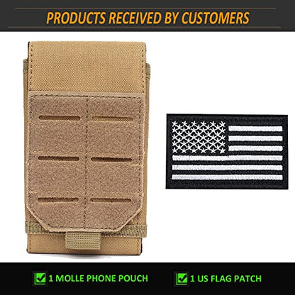Tactical Phone Pouch, Small Molle Admin Pouches, Heavy Duty Waterproof Smartphone Case Holder for Vest Belt Waist (Coyote Tan) - color: COYOTE TAN