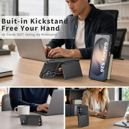Vofolen for Samsung Galaxy S26 Case Wallet with Card Holder RFID Blocking | 2 Card Slots Heavy Duty Shockproof Drop Protective Flip Slim Pocket Cover for Samsung S26 Case for Men Women-Black - size: For Samsung Galaxy S26