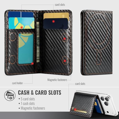 Vinich for MagSafe Wallet Magnetic RFID Blocking Card Holder, Carbon Black - color: Carbon Black