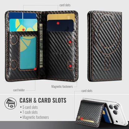 Vinich for MagSafe Wallet Magnetic RFID Blocking Card Holder, Carbon Black - color: Carbon Black