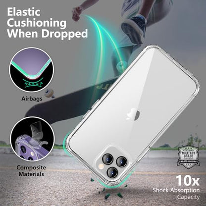 ONES for iPhone 11 Pro Slim Case Clear, [PC + TPU Hybrid][Compatible with MagSafe][Military-Grade Drop Protection][Anti-Yellowing], Shockproof Silicone Hard Cover, Transparent Case - color: HD Highly Clear, size: iPhone 11 Pro