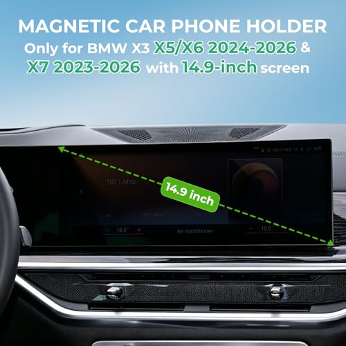 Car Phone Holder for BMW X5/X6 2026 2025 2024 & X7 2026 2025 2024 2023 (Only for 14.9-Inch Screen) 360° Rotation Magnetic Cell Phone Mount, Compatible with Magsafe, Does Not Affect Air Vent - size: Fit for 2024-2026 X5/X6 & 2023-2026 X7, 14.9-Inch