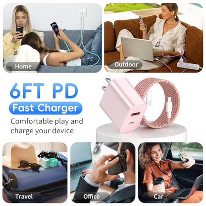 Fast Charger for iPhone 17 16, 4 Pack 20W Dual Port A/C Wall Charger Block