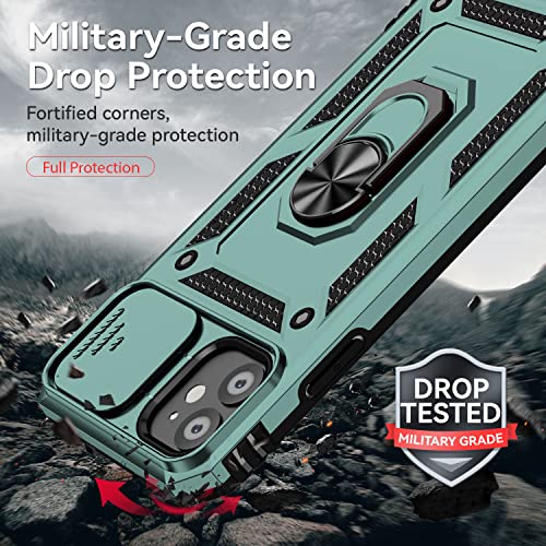for iPhone 11 Case,with Screen Protectors and Camera Cover,[Military Grade] 16ft.Drop Tested Cover with Magnetic Kickstand Protective Case for iPhone 11 6.1 inch, Green - color: Green