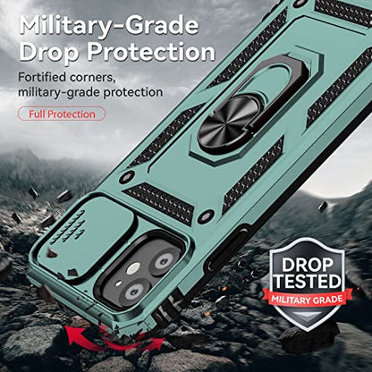 for iPhone 11 Case,with Screen Protectors and Camera Cover,[Military Grade] 16ft.Drop Tested Cover with Magnetic Kickstand Protective Case for iPhone 11 6.1 inch, Green - color: Green