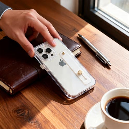 Strap Case for iPhone 14 Pro with Stand, HD Clear | Wrist Strap Kickstand, Adjustable Finger Hand Grip Loop, Slim Transparent Anti-Scratch Back, Soft Bumper Phone Cover - color: HD Clear, size: iPhone 14 Pro