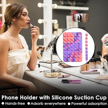 Silicone Phone Case Double Sided Suction Cup Mount Cell Phone Accessories Holder Phone Stand For Selfies Leave no Trace Washable (1PCS Black)