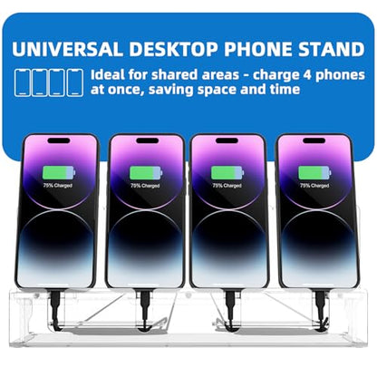 4 Phones Acrylic Multiple Cell Phone Stand - color: Clear