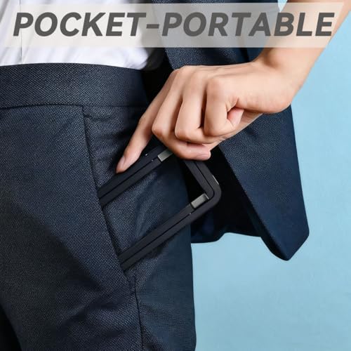 1 Pack Portable Phone Stand for Desk, Cell Phone Stand Foldable Aluminum Cell Phone Holder for Pocket Travel Office Desktop Compatible with iPhone 17 16 15 14 13 12 11 Samsung (Black) (1)