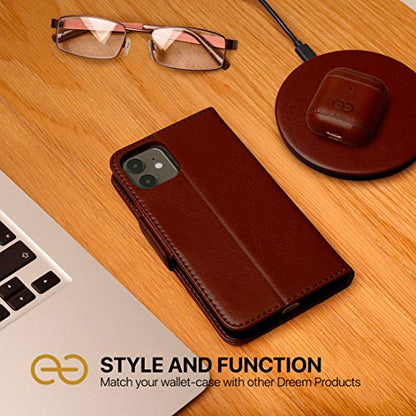 Dreem Fibonacci 2-in-1 Wallet Case for Apple iPhone SE 3 (2022), SE 2, & 8/7 - Luxury Vegan Leather, Magnetic Detachable Shockproof Phone Case, RFID Card Protection, 2-Way Flip Stand - Coffee - color: Coffee, size: iPhone SE 3 (2022), SE 2, & 8/7