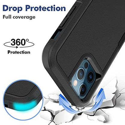Heavy‑Duty Rugged Anti‑Drop Shockproof Protective Phone Case for iPhone 12/12 pro, Durable Protective Shell, Black - color: Black, size: iPhone 12/12 pro