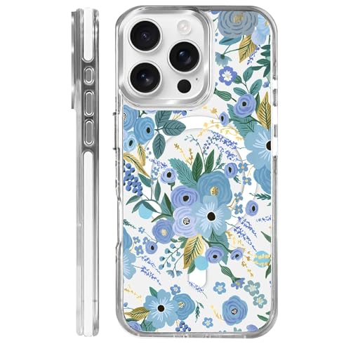 VisEnt Clear Case for iPhone 16 Pro, Magnetic Phone Case, Transparent Slim Cover, Military Grade Protection, Shockproof, Anti-Yellowing, Scratch Resistant, Blue Floral - color: Blue Floral, size: Iphone 16 Pro