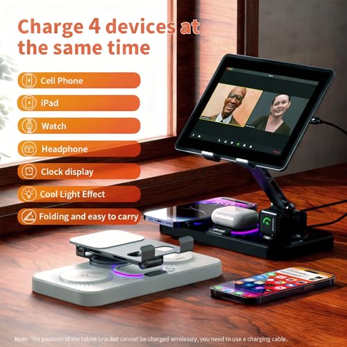 5 in 1 Wireless Charging Station - Bye-Bye Cable Mess & from Desk to Bedside, All-in-One Wireless Charging Dock for iPhone 17/16/15/14/13/12, Watch, AirPods White