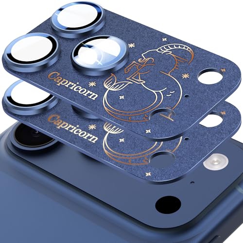 2 Pack Camera Lens Protector for iPhone 17 Pro,Capricorn Pattern, AR 360-Degree Protection,Drop Protection,Anti Scratch Full-Coverage,Camera Transmfttance HD,Easy Installation,Dark Blue - color: Dark Blue/Capricorn, size: for iPhone 17 Pro