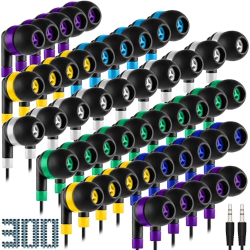 Kigeli 300 Packs Wired Earbuds Bulk, Interlaced Black - color: Interlaced Black