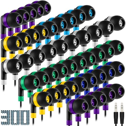 Kigeli 300 Packs Wired Earbuds Bulk, Interlaced Black - color: Interlaced Black