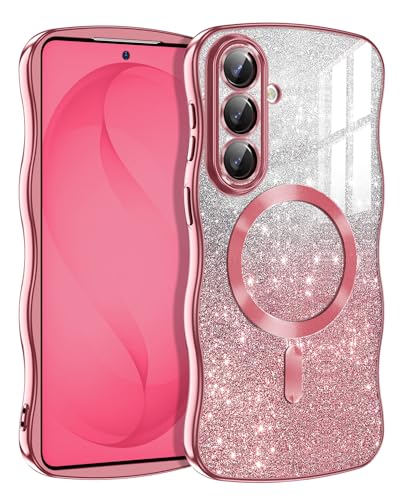 Casetego for Galaxy S26 Case,Compatible with MagSafe,Clear Magnetic Glitter Gradient Sparkle Luxury Plated Soft TPU Bumper Full Camera Lens Protector for Samsung Galaxy S26 5G,Light Rosegold - color: Light Rose Gold, size: Galaxy S26