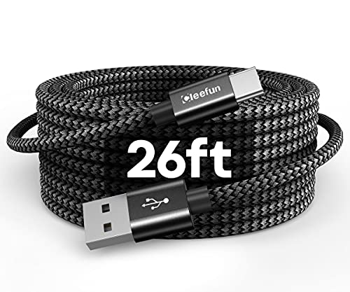 CLEEFUN Extra Long USB A USB C Cable 26ft, USB to USB C Power Cable 26 Foot - color: Black, size: 26ft