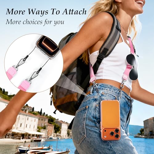 Multifunctional Phone Lanyard Adjustable Anti-Theft Crossbody Phone Strap - color: Pink