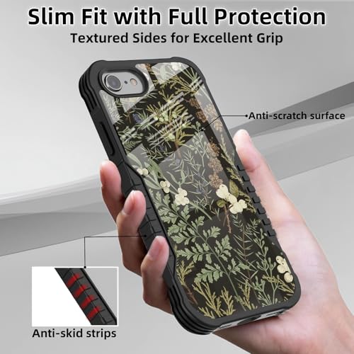 Protective Case Compatible with iPhone se 2022 2023 6/7/8 - Plant | Hard PC Back Soft TPU Frame, Anti-Slip Shockproof, Stylish Printed Phone Cover Suitable for Men and Women - color: Botanical Plant