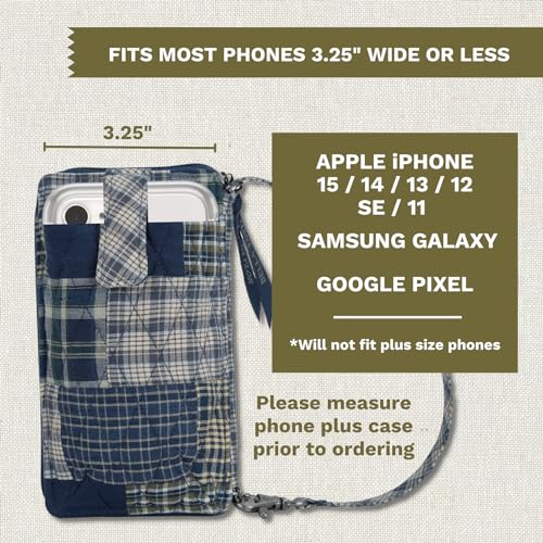 Bella Taylor Cell Phone Wristlet, Quilted Phone Wallet for Women | Lightweight, RFID blocking, phone pocket, built-in wallet, card organizer, coin pocket, secure zipper, quality construction - color: Columbus