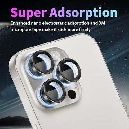 Camera Lens Protector for iPhone 15 Pro/15 Pro Max, Black - color: Black