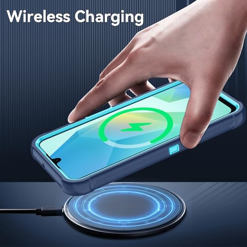 for Samsung Galaxy A16 5G Case : 3-Layer Shockproof Phone Cover with HD Screen Protector,Hybrid Protective Military-Grade Drop Protection for Galaxy A16 5G Phone Case (Blue/Glacier Blue) - color: Blue/Glacier Blue