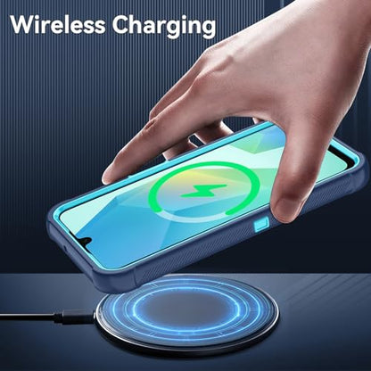 for Samsung Galaxy A16 5G Case : 3-Layer Shockproof Phone Cover with HD Screen Protector,Hybrid Protective Military-Grade Drop Protection for Galaxy A16 5G Phone Case (Blue/Glacier Blue) - color: Blue/Glacier Blue